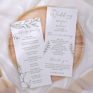 Sage Boho Flowers Simple Wedding Program