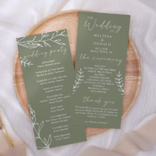 Sage Boho Flowers Simple Wedding Program