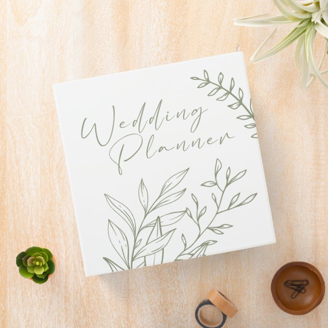 Sage Boho Flowers Wedding Planner Binder (In Situ)