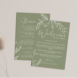 Sage Boho Flowers Welcome Letter & Itinerary Card