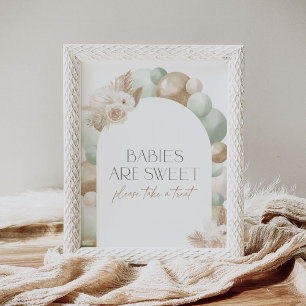 Sage Boho Pampas Grass Arch Baby Shower Treat Sign