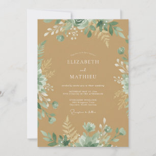 Sage Botanical Arch Romance Wedding Invitation
