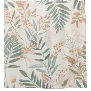 Sage Botanical Blush Leaf Watercolor Pattern