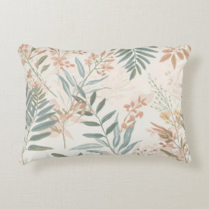 Sage Botanical Blush Leaf Watercolor Pattern Accent Pillow