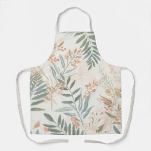 Sage Botanical Blush Leaf Watercolor Pattern Apron