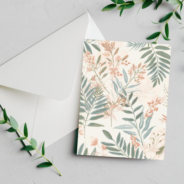 Sage Botanical Blush Leaf Watercolor Pattern Card (Creator Uploaded)