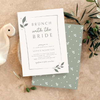 Sage Botanical Brunch With The Bride Bridal Shower Invitation