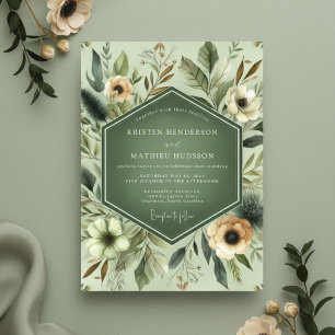 Sage Botanical Enchantment Wedding Invitation