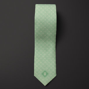 Sage Botanical Inspired Monogram Tie