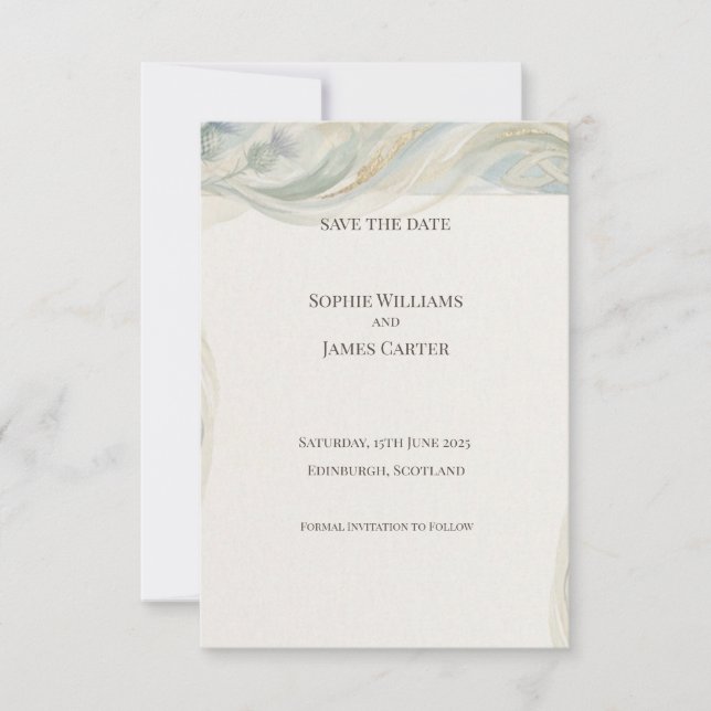Sage Botanical Save the Date Card (Front)