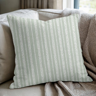 Sage Botanical Stripe Throw Pillow