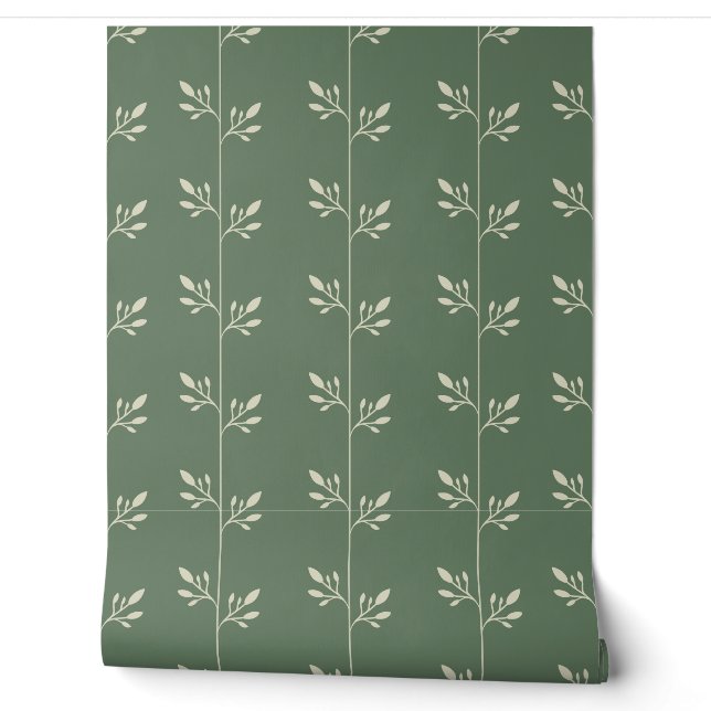 Sage Botanical Vine Wallpaper (Unrolling)