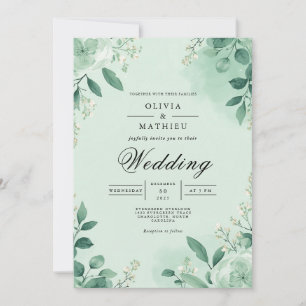 Sage Botanical Watercolor Wedding Invitation