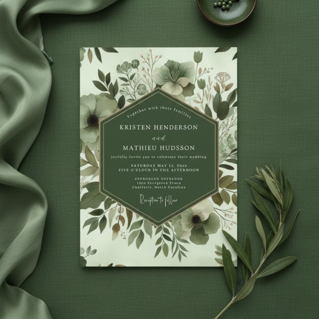 Sage Botanical Whimsy Wedding Invitation (Creator Uploaded)