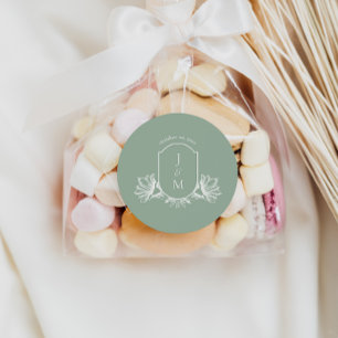 Sage Botanique Monogramme Crest Favoriser Stickers