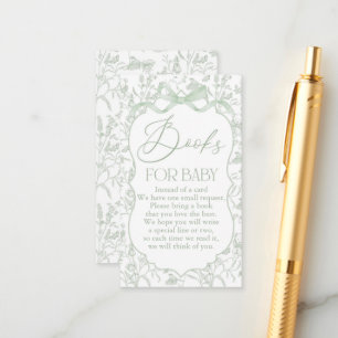 Sage Bow Baby Shower Book  Enclosure Card