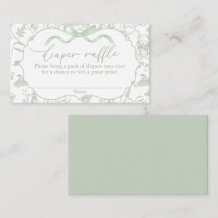 Sage Bow Baby Shower Diaper Raffle Enclosure Card
