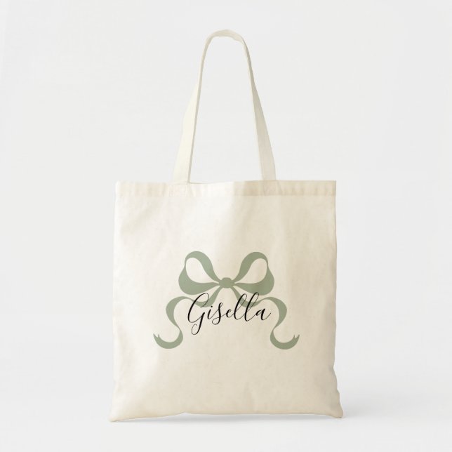 Sage Bow BridesMaid Tote Bag (Devant)