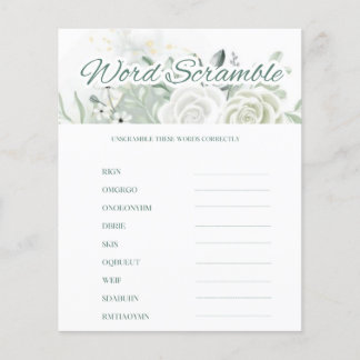 Sage Bridal Shower Word Scramble