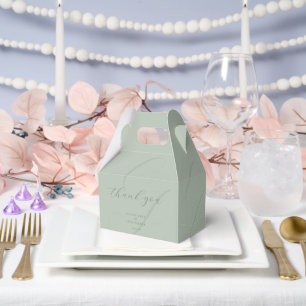 Sage Bride Groom Initials Faux Embossed Favor Box