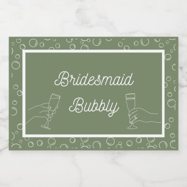 Sage Bridesmaid Bubbly Mini Sparkling Wine Lab Sparkling Wine Label (Single Label)
