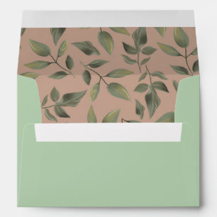 Sage Brown Greenery Wedding Return Address Envelope
