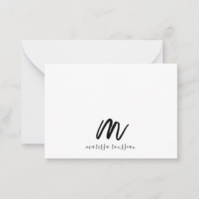 Sage Brush Painted Style Monogram Script Name Card (Front)