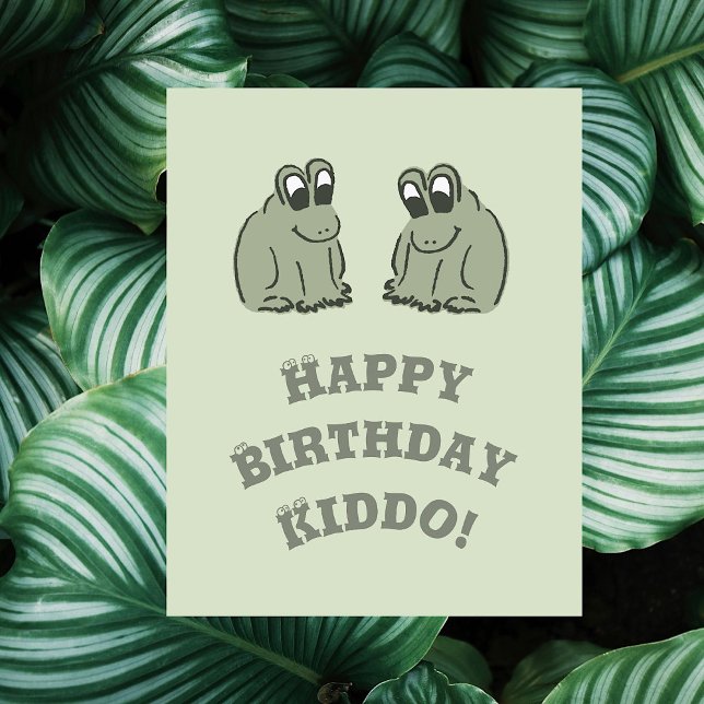 Sage Bubble Frogs - Happy Birthday editable. Card (Creator Uploaded)