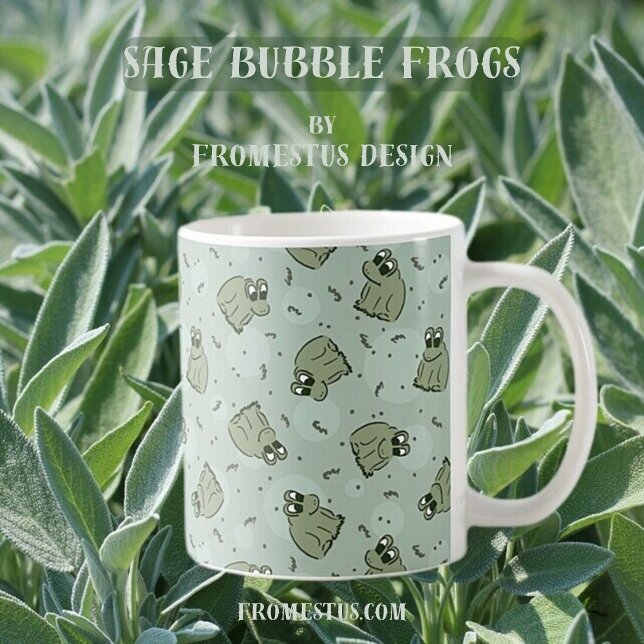 Sage Bubble Frogs - laurel green kids pattern. Coffee Mug (Creator Uploaded)
