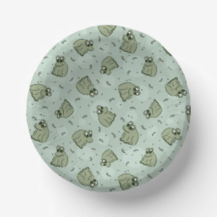 Sage Bubble Frogs - laurel green kids pattern. Paper Plate