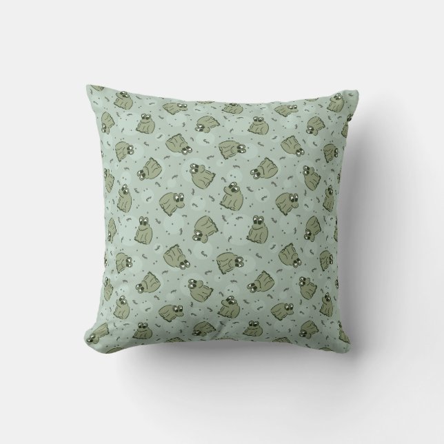 Sage Bubble Frogs - laurel green kids pattern. Throw Pillow (Front)