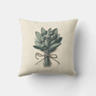 Sage Bunch Vintage Botanical Apothecary Plant Throw Pillow