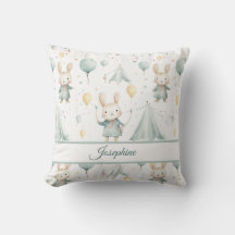 Sage Bunny Dreams Personalized  Throw Pillow