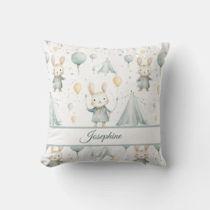 Sage Bunny Dreams Personalized  Throw Pillow