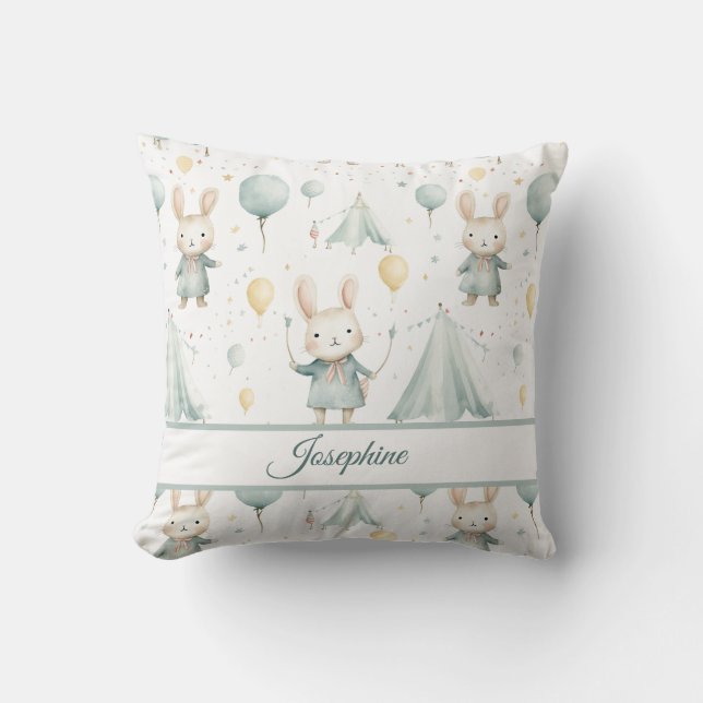 Sage Bunny Dreams Personalized  Throw Pillow (Front)
