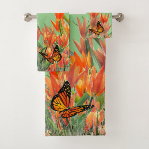 Sage Butterflies Bath Towel Set