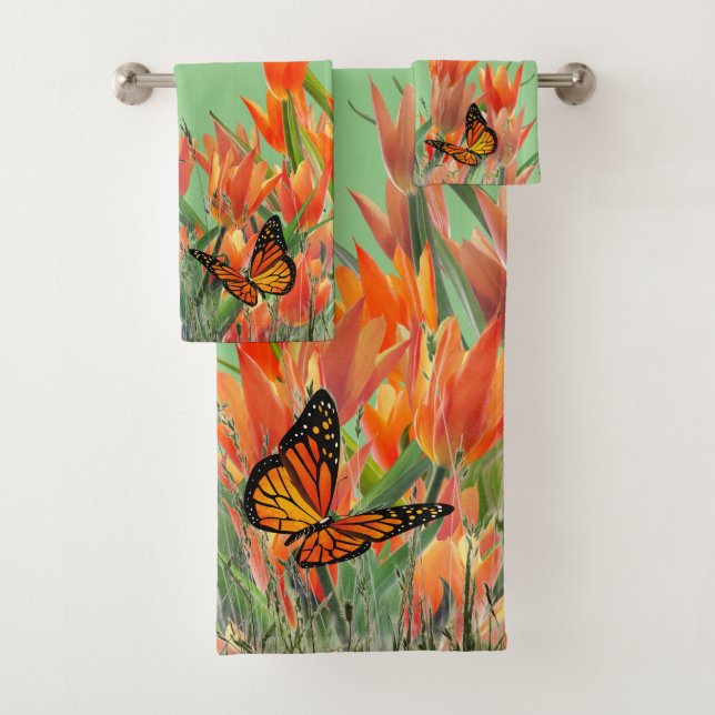 Sage Butterflies Bath Towel Set (Insitu)