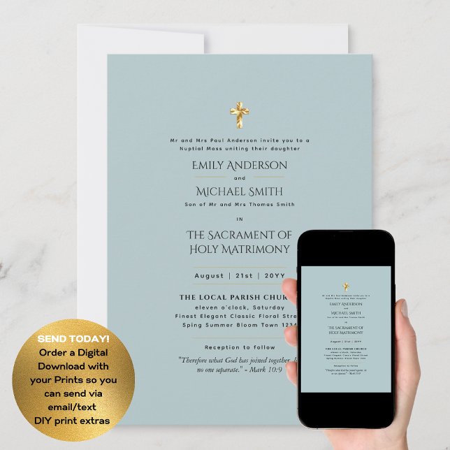 Sage  Catholic Nuptial Mass Wedding Invitation (Creator Uploaded)