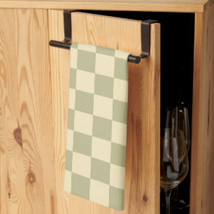 Sage Chequerboard Kitchen Towel