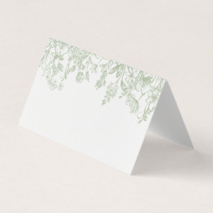Sage Chinoiserie Floral Place Card Table Decor