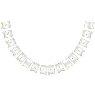 Sage Chinoiserie Vintage Floral Baby Shower Decor Bunting Flags