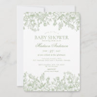 Sage Chinoiserie Vintage Floral Baby Shower