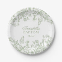 Sage Chinoiserie Vintage Floral Baptism Dessert
