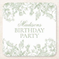 Sage Chinoiserie Vintage Floral Birthday Favours