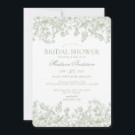 Sage Chinoiserie Vintage Floral Bridal Shower Invitation<br><div class="desc">Love is in Bloom. This sage Chinoiserie Party Decor Collection, features delicate toile floral patterns for timeless elegance. Each piece in this collection showcases intricate designs in shades of green, evoking a sense of sophistication and elegance. ★ Let me help you plan your next party! ★ If you need coordinating...</div>