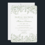Sage Chinoiserie Vintage Floral Bridal Shower Invitation<br><div class="desc">Love is in Bloom. This sage Chinoiserie Party Decor Collection, features delicate toile floral patterns for timeless elegance. Each piece in this collection showcases intricate designs in shades of green, evoking a sense of sophistication and elegance. ★ Let me help you plan your next party! ★ If you need coordinating...</div>
