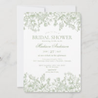 Sage Chinoiserie Vintage Floral Bridal Shower