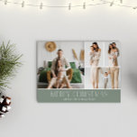SAGE Christmas Elegant 4 Collage Photo message Holiday Card<br><div class="desc">Share your family’s highlights with this year-in-review Christmas card featuring a simple, minimal, and clean design. The front includes a modern four photo collage paired with the festive greeting “Merry Christmas” in an elegant serif font over a soft sage green colour, with space to personalize your family name or the...</div>