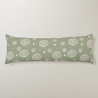 Sage Circles Abstract Circles and Dots in Green Body Pillow