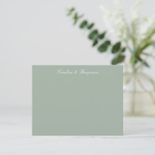 Sage Classic Script Elegant Wedding Names Flat Thank You Card
